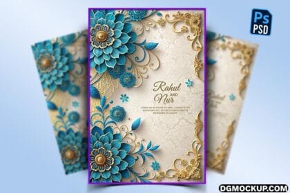 Wedding Invitation Card Free PSD Beautiful Floral Greeting Design Preview