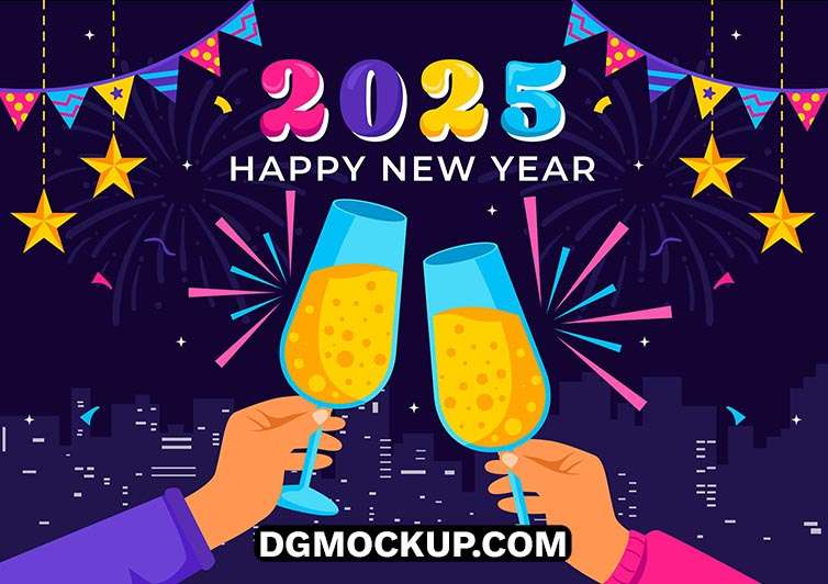 12 Happy New Year 2025 Free Illustrations Free Download DG MOCKUP