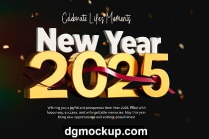 2025 Happy New Year Text Effect 3D Banner Free PSD Template Preview