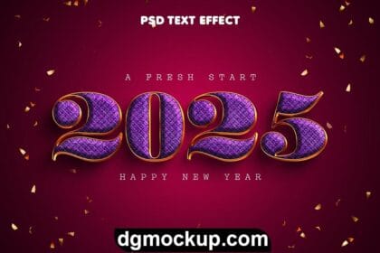 2025 Happy New Year Text Effect Free PSD Template Preview