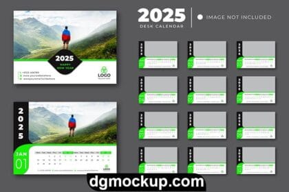 2025 Simple New Year Desk Calendar Template with Months and Dates Free Vector Preview
