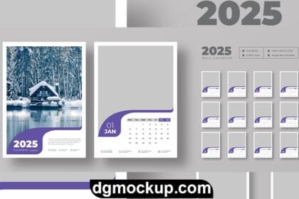 2025 Wall Calendar Business Corporate Free PSD Template Preview
