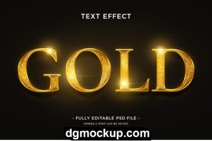 3D Realistic Gold Style Editable Text Effect Free PSD Preview