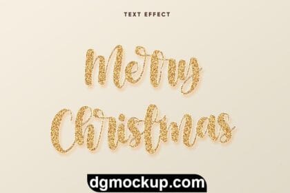 3D Text Effect Merry Christmas Free PSD Template Preview