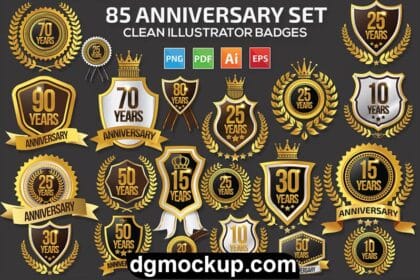 85th Anniversary Label Set - Free Template Preview