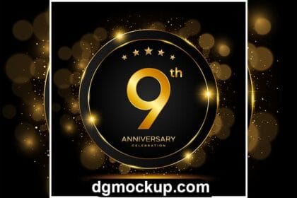 9th Anniversary Celebration Golden Design Free Vector Preview