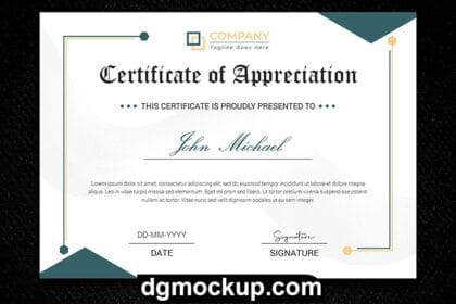 Certificate Template with Elegant Corner Frame - Free PSD Template Preview