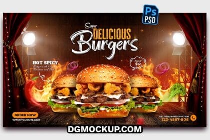 Delicious Burger Promotion Food Menu Social Media Post Template Free PSD Preview