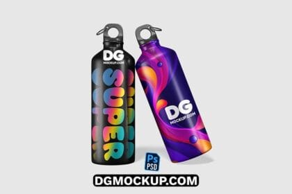 Editable Aluminium Water Bottle Mockup Free PSD Demo