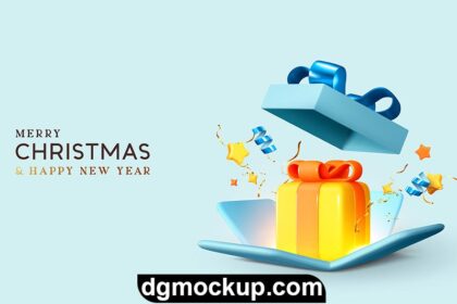 Festive Merry Christmas & Happy New Year Background with 3D Gift Boxes – Free Vector Preview