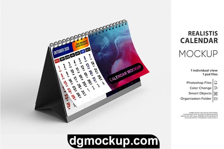 Free Elegant Desk Calendar Mockup PSD Template - DG MOCKUP