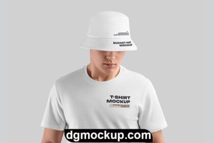 Free PSD Mockups Bucket Hat and T-Shirt Preview