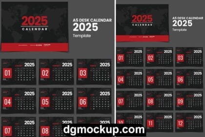 Free PSD Template Desk Calendar 2025 – World Theme Preview