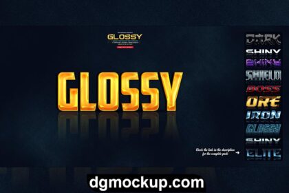 Glossy Photoshop Text Effect Free PSD Mockup Preview