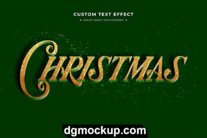 Gold Green Christmas 3D Text Style Effect Free PSD Preview