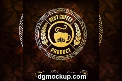 Golden Coffee Labels and Coffee Beans Background - Free Vector Preview