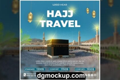 Hajj or Umrah Travel Social Media Post Template PSD – Free Download Preview