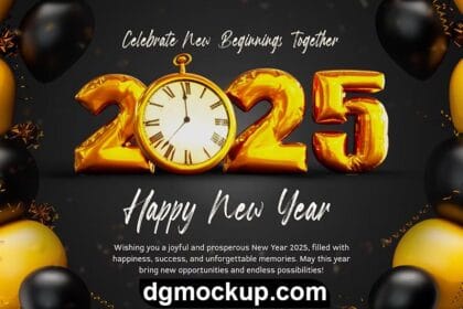 Happy New Year 2025 Balloons Design 3D Render Free PSD Template Preview
