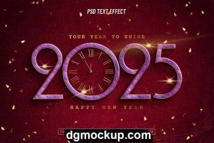 Happy New Year 2025 Design Text Effect Free PSD Template Preview
