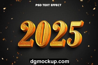 Happy New Year 2025 Gold Text Effect Free PSD Template Preview