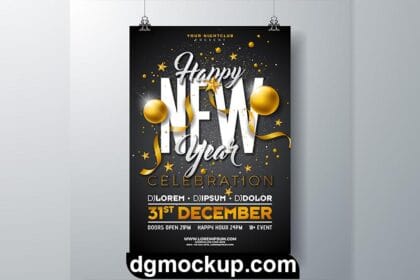Happy New Year Party Celebration Poster Free Vector Template Preview