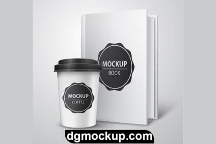 Mockup Book and Coffee Cup Free Vector Template Preview