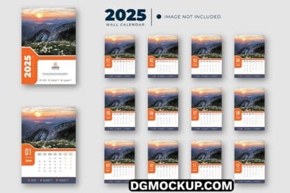 Modern Stylish 2025 Wall Calendar Every Month In Style Free Vector Template Preview