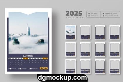 New 2025 Wall Calendar Free Psd Template Preview