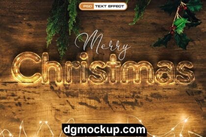 New Merry Christmas 3D Realistic Text Effect Free PSD Template Preview