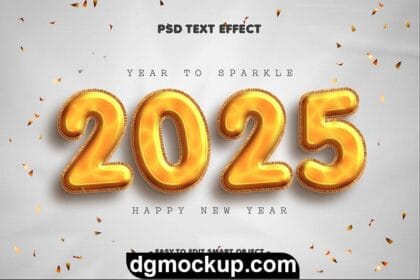 New Year 2025 Celebration Free HD Text Effect PSD Template Preview