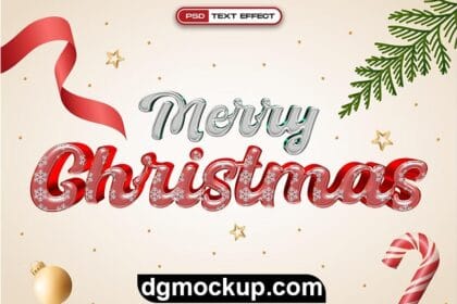 New Year Merry Christmas 3D Realistic Text Effect Free PSD Template Preview