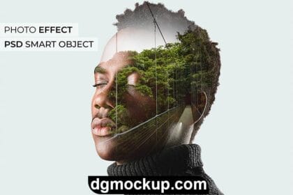 Person with Double Exposure Photo Effect Free PSD Mockup Preview