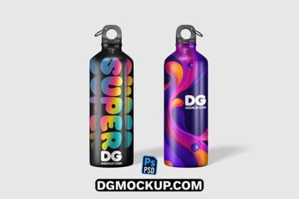 Realistic Aluminium Bottle Mockup Template Free PSD Preview
