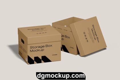 Square Cardboard Box Free PSD Mockup Preview