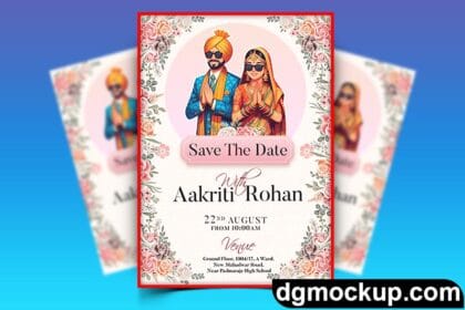 Traditional Royal Punjabi Wedding Invitation Card Design with Bride - Free PSD Preview
