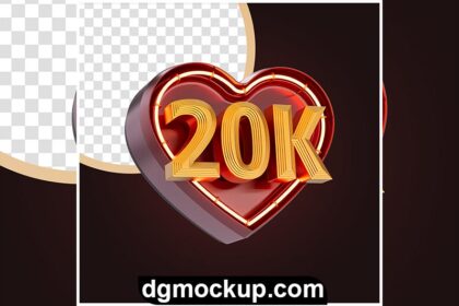 Twenty Thousand or 20K Follower Celebration Neon Glow Lighting 3D Render Concept Preview