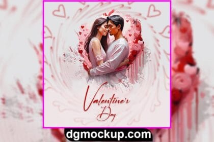 Valentine's Day Background with Hearts and Greeting Message – Free PSD Preview