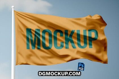 Waving Flag Free PSD Mockup Template Preview