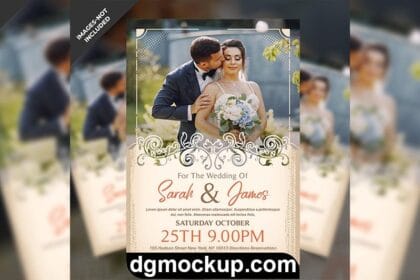Wedding Invitation Bride and Groom Free PSD Template Preview