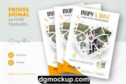 Wedding Photo Collage Poster - Free PSD Template Preview