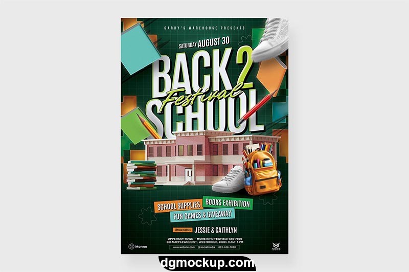 A4 Back to School Flyer Free Editable PSD Template Preview