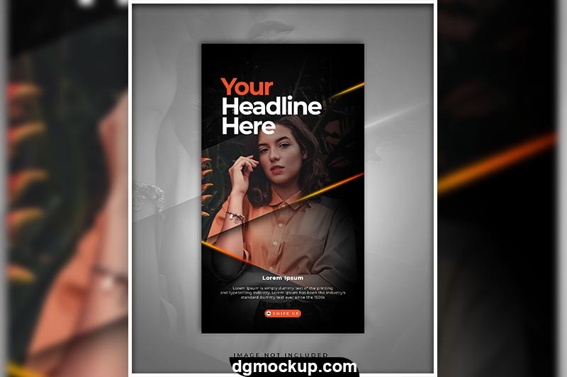 Black Dark Clean Modern Instagram Stories Free PSD Template Preview