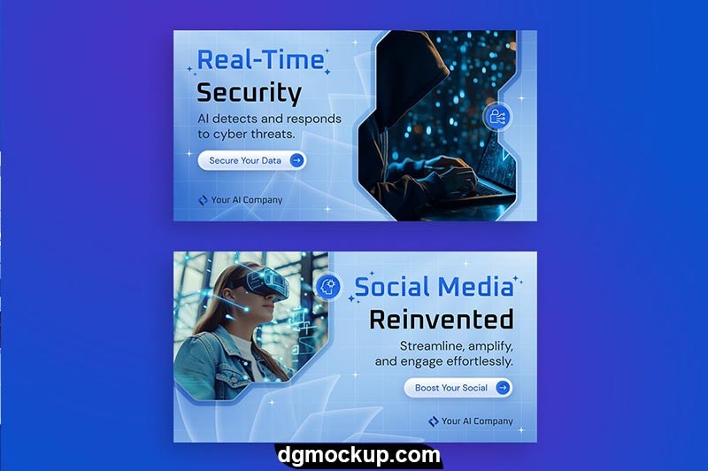 Facebook Banners for Artificial Intelligence Free PSD Template 01 Preview