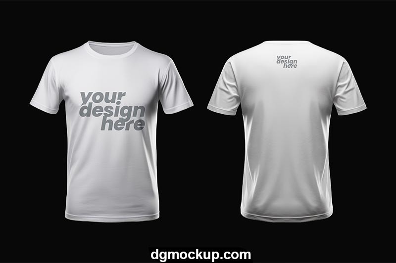 Man Round Neck Front and Back White T Shirt Free PSD Mockup DG MOCKUP