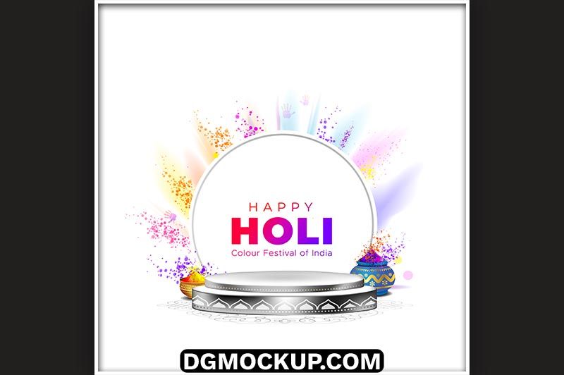 Podium Stage with Holi Festival Color Background Free Vector Preview