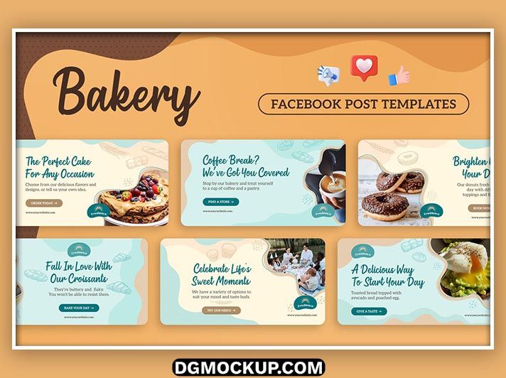 Bakery Facebook Post Editable Photoshop PSD Template Free Preview