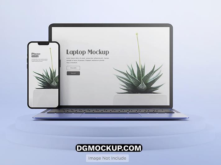 Laptop Screen and Phone Smart Object PSD Mockup Preview