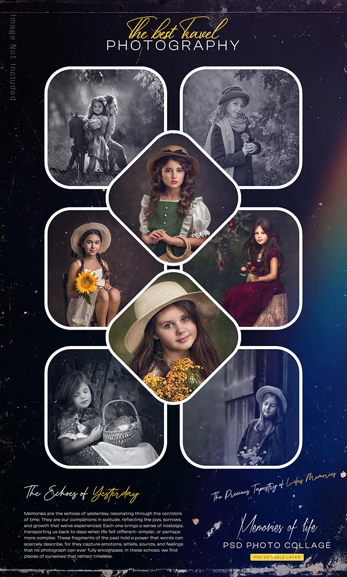 Best Travel Photography Photo Collage Frame Free PSD