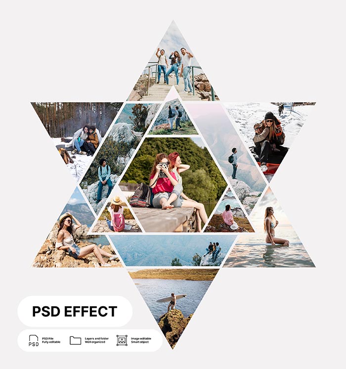 Collage Frame Grid Photo Effect High Quality Free PSD