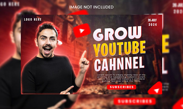 Grow YouTube Channel Thumbnail Design PSD Template
